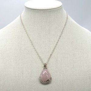 Necklace with Rose Quartz and Silver chain.